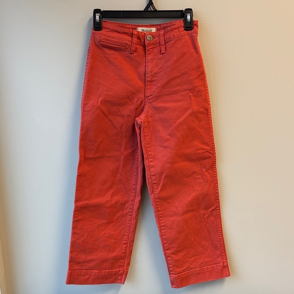 Madewell Orange Red Denim slim Emmett wide leg - Picture 1 of 7